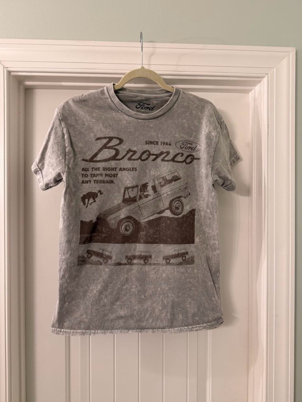 Ford Bronco Graphic Tee for Kids - Gray with Brown Print